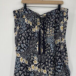 Ann Taylor LOFT Plus Size 20/22 Pajama Pants Drawstring Lounge Floral Black